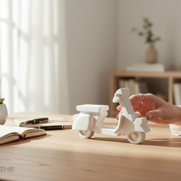 Weißer Raysin Deko Roller dekorativ auf Regal platziert, minimalistisches Wohnambiente